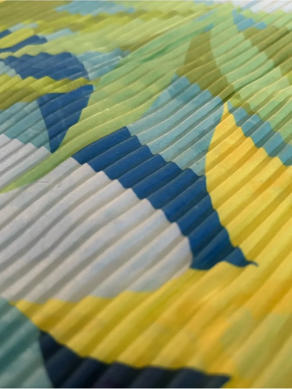 Echo Tropical Leaf Scarf in Blue, Green and Yellow